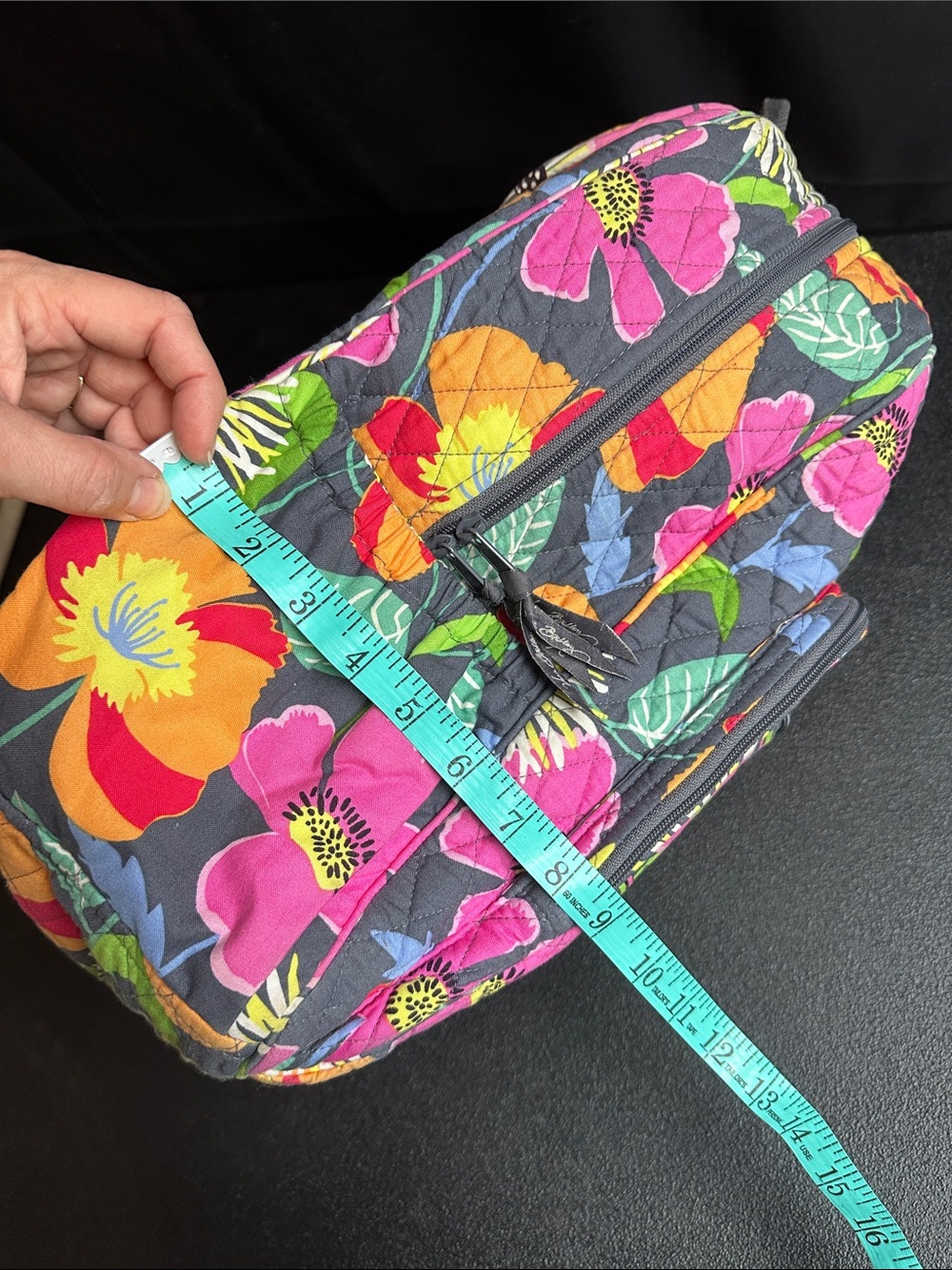 Vera Bradley Black Multi Floral Quilted Backpack with “Jazzy blooms” - Picture 10 of 13